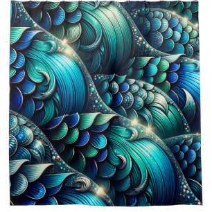 “Iridescent Mermaid Scales" Shower Curtain