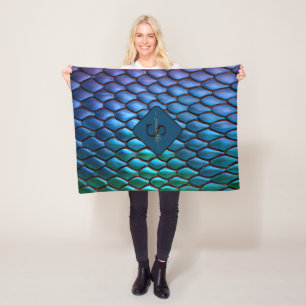 Iridescent Mermaid Tails Dragon Scales Fantasy Fleece Blanket