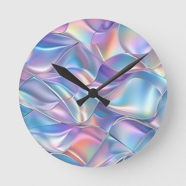 Iridescent Metallic 6 Geometric Round Clock (Front)