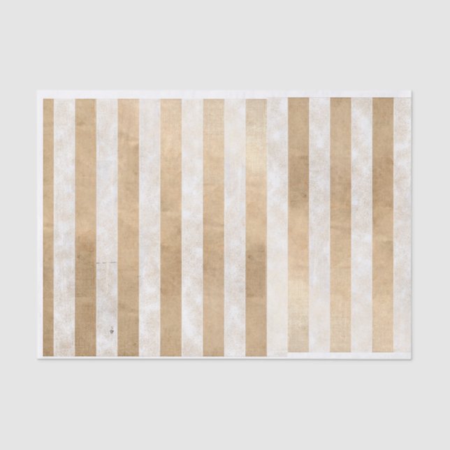 Iridescent Metallic Gold Grunge Stripe Pattern Tissue Paper (Front)