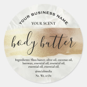 Iridescent Metallic Gold Marble Body Butter Labels