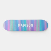 Iridescent Modern Girly Pink Blue Personalised Skateboard (Horz)