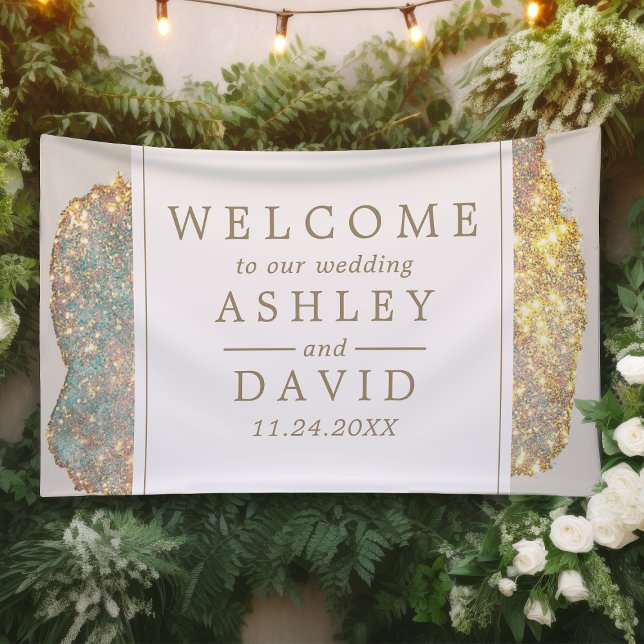 Iridescent Modern Glitter Wedding Welcome Banner (Creator Uploaded)