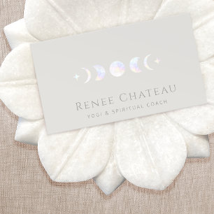 Iridescent Moon Phase Yoga Spiritual Coach Business Card