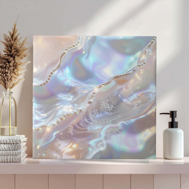 Iridescent Mother of Pearl Abstract ID1173b Ceramic Tile (Creator Uploaded)