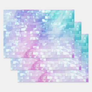 Iridescent mother of pearl shimmer sparkle girly wrapping paper sheet