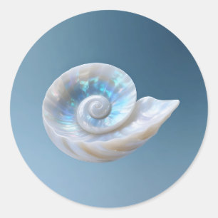 Iridescent Nautilus Shell Spiral Classic Round Sticker