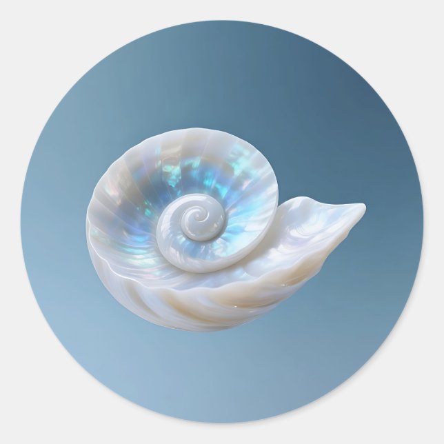 Iridescent Nautilus Shell Spiral Classic Round Sticker (Front)