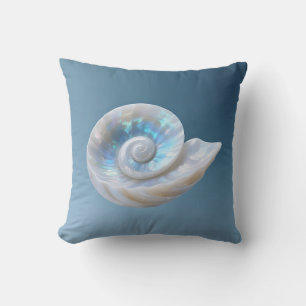 Iridescent Nautilus Shell Spiral Cushion
