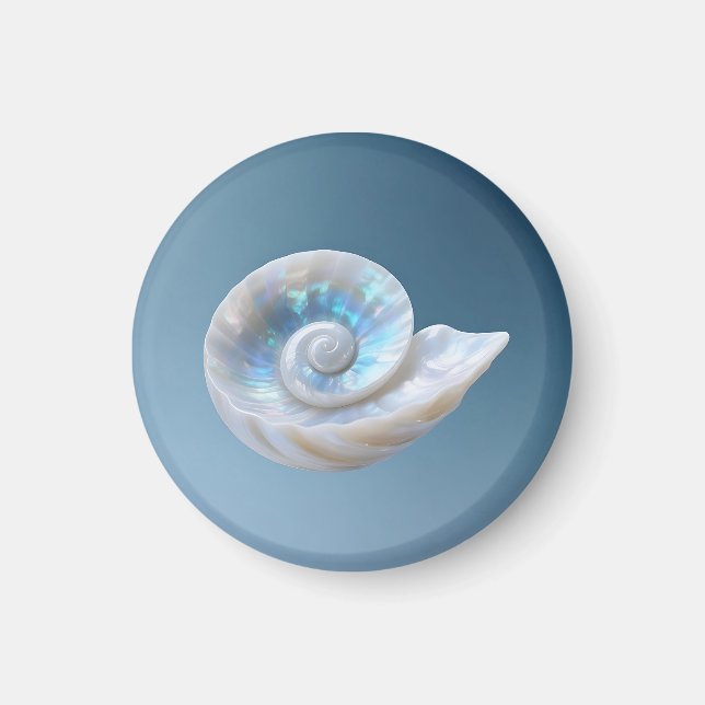 Iridescent Nautilus Shell Spiral Magnet (Front)