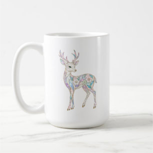 Iridescent Opal Pearl Flower Deer Pastel Floral St Coffee Mug