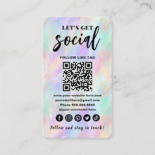 Iridescent Opal Stylish QR Code Connect With Us Business Card