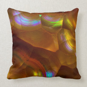 Iridescent orange fire opal cushion