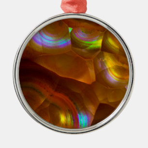 Iridescent orange fire opal metal tree decoration