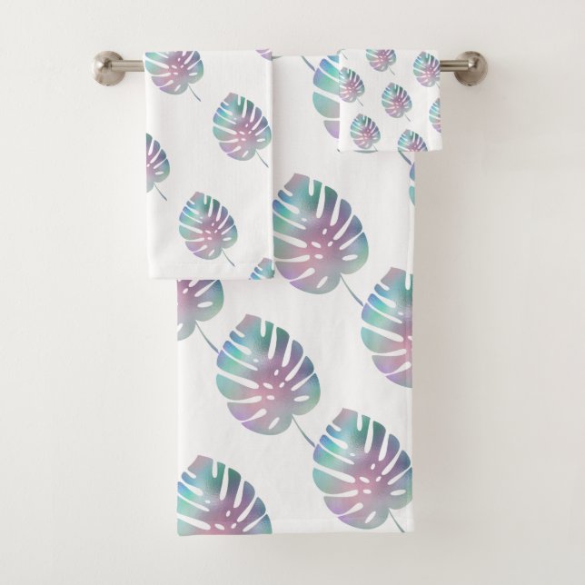  IRIDESCENT PALM BATHROOM TOWEL SET (Insitu)