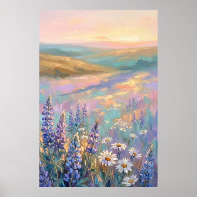 Iridescent Pastel Floral Artwork Poster (Front)