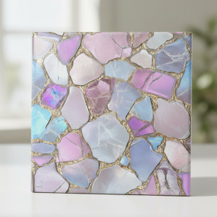 Iridescent Pastel Gemstone Gold Mosaic Ceramic Tile