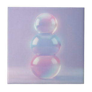 Iridescent Pastel Stacked Spheres Dreamy Ceramic Tile