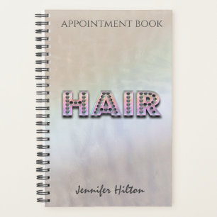 Iridescent pearl holographic hair appointment book planner