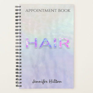 Iridescent pearl holographic hair appointment book planner