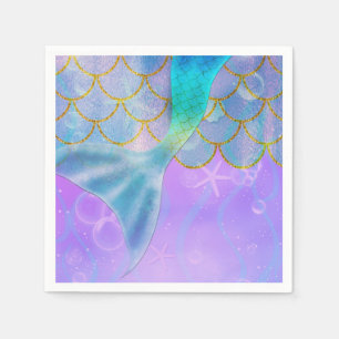 Iridescent Pearl Shimmer Mermaid Birthday Party Napkin