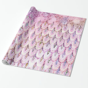 Iridescent pink Glitter Mermaid Fish Scales Wrapping Paper