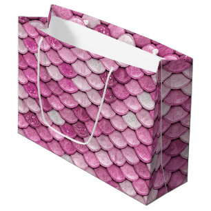 Iridescent Pink Glitter Shiny Mermaid Fish Scales Large Gift Bag