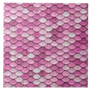 Iridescent Pink Glitter Shiny Mermaid Fish Scales Tile