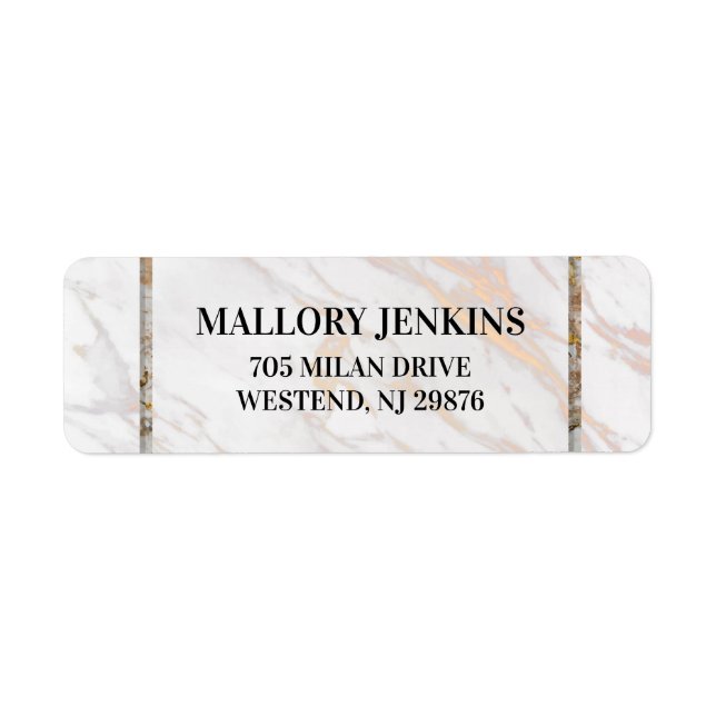 Iridescent Pink Marble Return Address Label (Front)