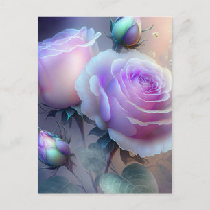 Iridescent Pink Roses Closeup Postcard