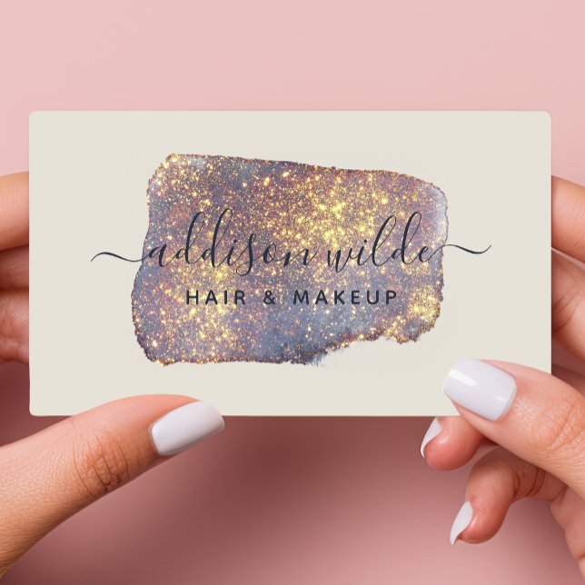 Iridescent Purple Gold Glam Glitter Business Card (Creator Uploaded)