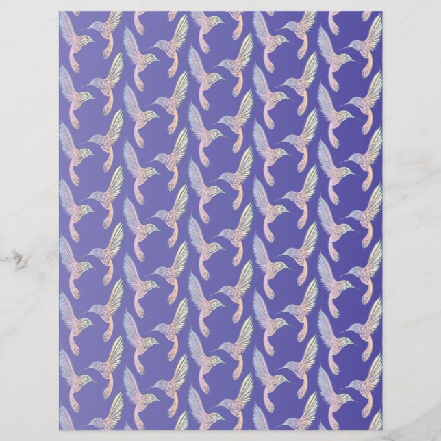 Iridescent & Purple Hummingbirds I Scrapbook Paper (Front)