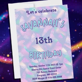 Iridescent Purple Pastel Birthday Invitation
