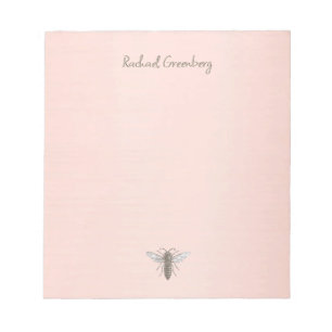 Iridescent Queen Bee Embossed Text on Rose Gold  Notepad