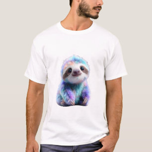 Iridescent Rainbow Galaxy Pastel Sloth Men T-Shirt