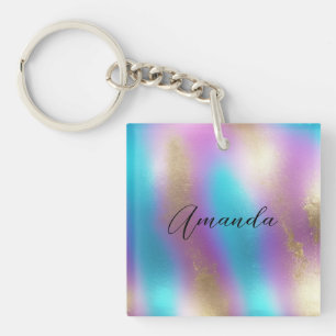 Iridescent Rainbow Glam Key Ring