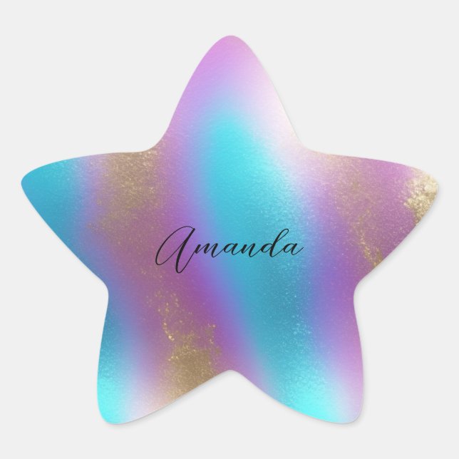 Iridescent Rainbow Glam Star Sticker (Front)