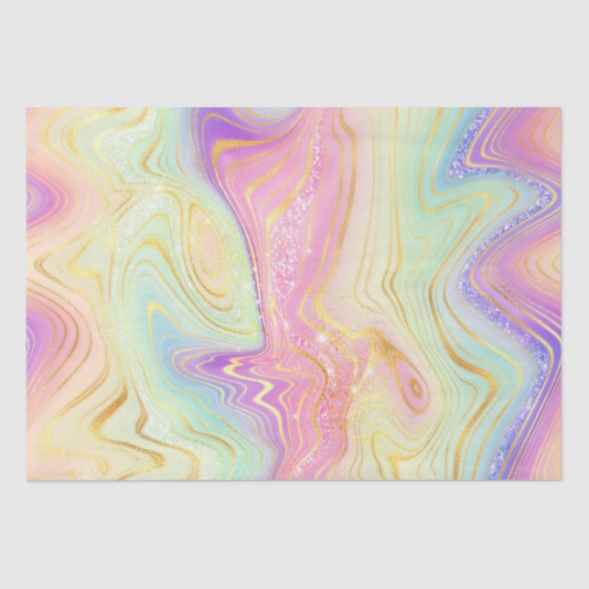 Iridescent Rainbow Gradient and Gold Foil Strata Tissue Paper (Front)