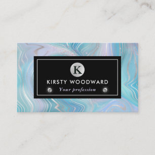 Iridescent Rainbow Gradient and Silver Foil Strata Business Card