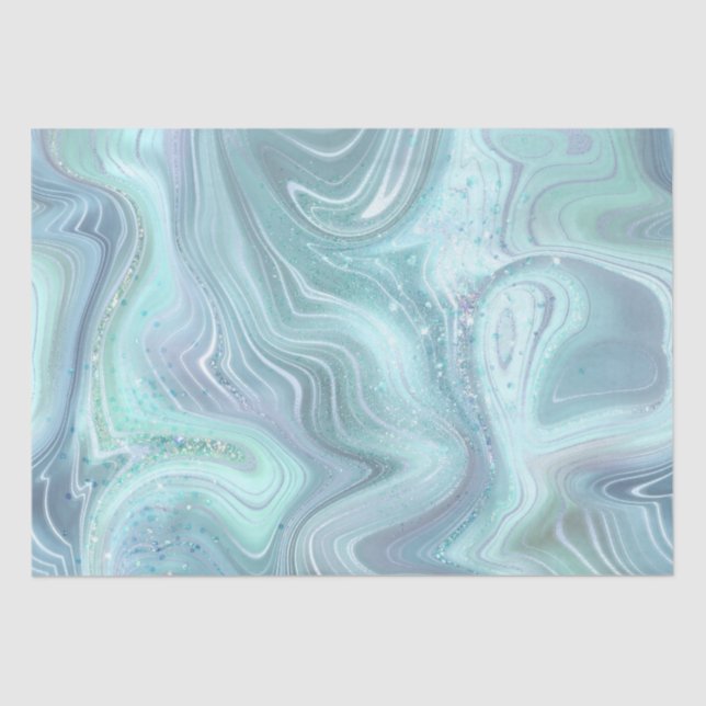 Iridescent Rainbow Gradient and Silver Foil Strata Tissue Paper (Front)