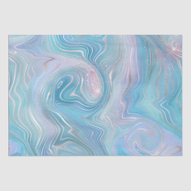 Iridescent Rainbow Gradient and Silver Foil Strata Tissue Paper (Front)