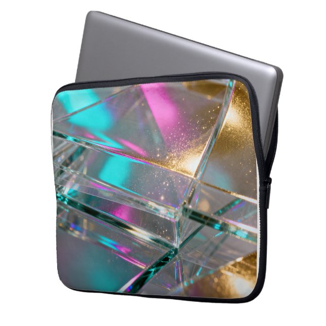 Iridescent Rainbow  - Holographic Glitter  Laptop Sleeve (Front Left)