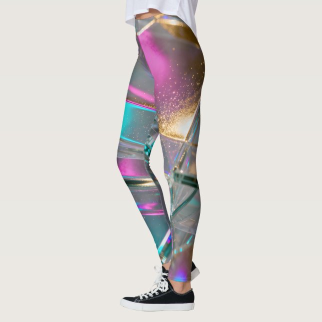 Iridescent Rainbow  - Holographic Glitter  Leggings (Left)