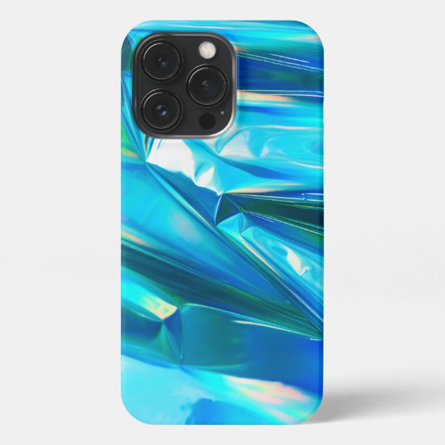 Iridescent Rainbow Metallic Pastel Aqua iPhone Case (Back)