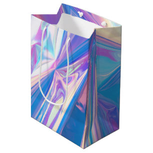 Iridescent Rainbow Metallic Pastel Pink, Aqua Medium Gift Bag