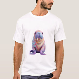 Iridescent Rainbow Swirled Furry Walrus Men T-Shirt