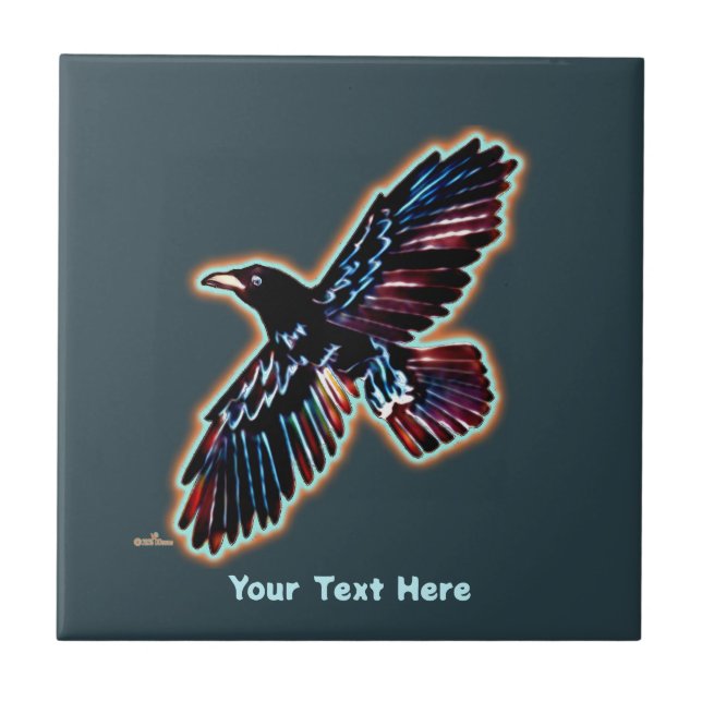 Iridescent Raven Ceramic Tile (Front)