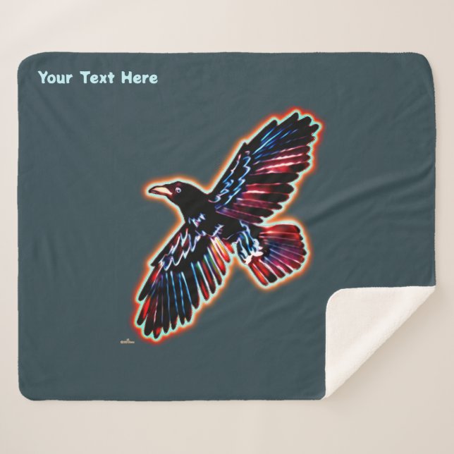 Iridescent Raven Sherpa Blanket (Front (Horizontal))