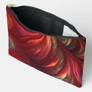 Iridescent Red Abstract Swirl Accessory Pouch