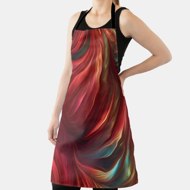 Iridescent Red Abstract Swirl Apron (Insitu)
